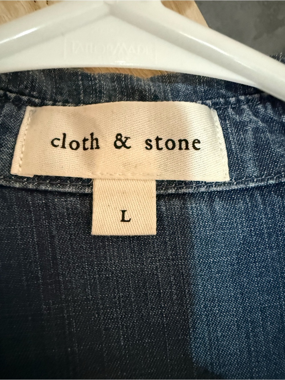 Cloth and Stone  Washed Blue Denim Shirt Dress - Picture 6 of 10